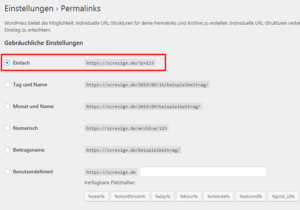 WordPRess 404 Fehler im Kategorien - Permalinks Struktur kurzfristig ändern