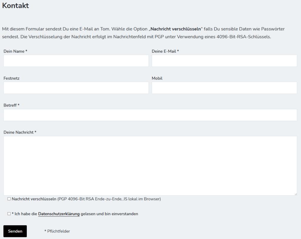 PGP encrypted emails with WordPress