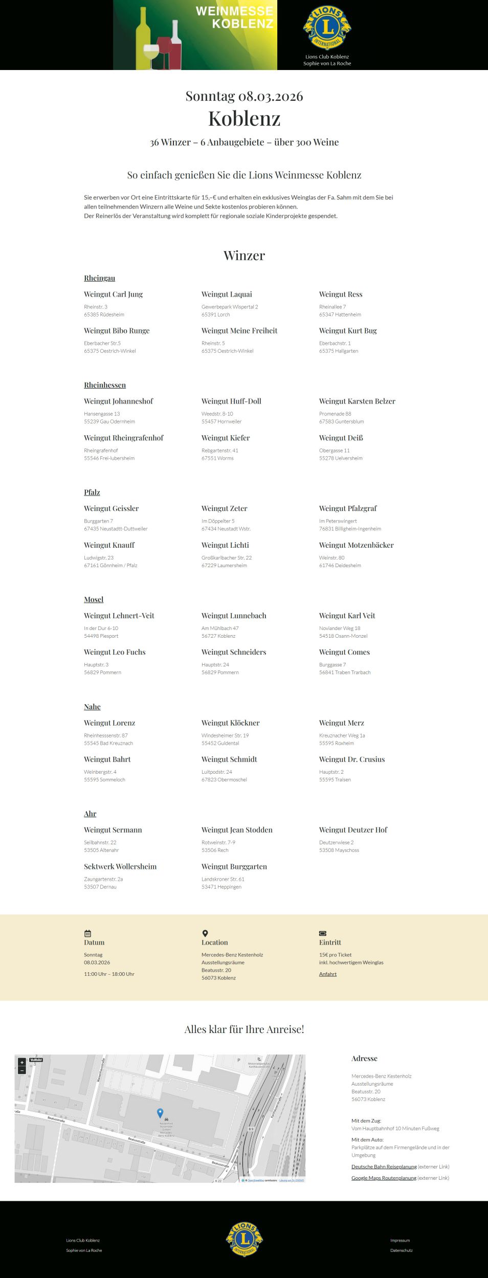 Weinmesse Koblenz Lions Club Koblenz Sophie von La Roche